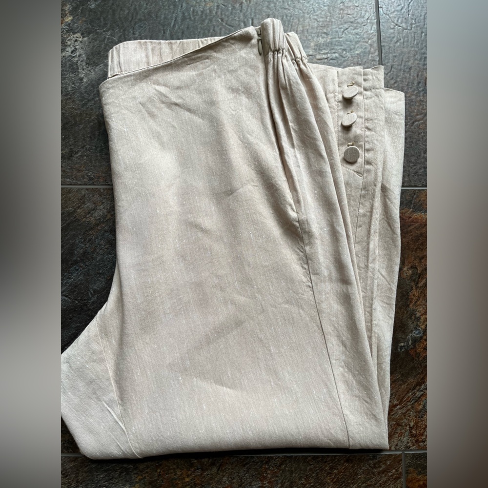 J.Jill linen blend tan khaki color cropped trouser pants. Size XL